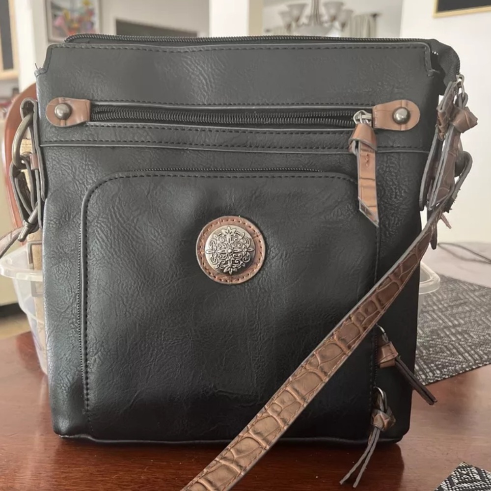 Bueno | Black Mixed Media Crossbody Bag